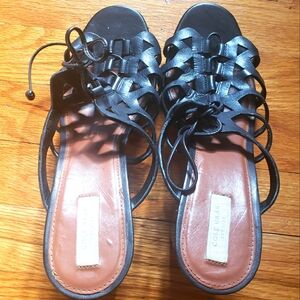 Cole Haan Women's Black Sandals Claudia High Dress Sandals Lace Sz 10 Leather